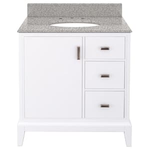 Shaelyn 31 in. W x 22 in. D Bath Vanity in White Right Hand Drawers with Granite Vanity Top in Napoli with White Basin