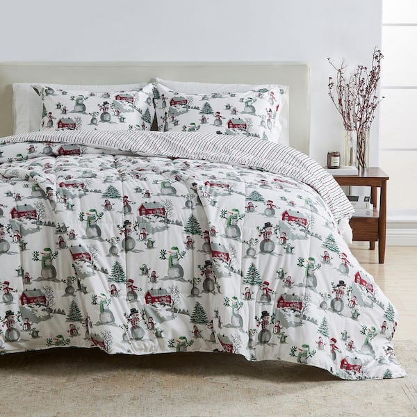 White 3 Piece Winter Reversible Down Alternative Full / Queen Microfiber Comforter Set