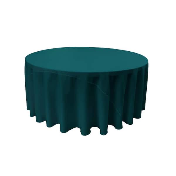 LA Linen 108 in. Dark Teal Round Polyester Poplin Tablecloth