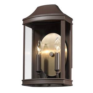 Cohen 2-Light Textured Bronze Hardwired Outdoor Wall Lantern Sconce