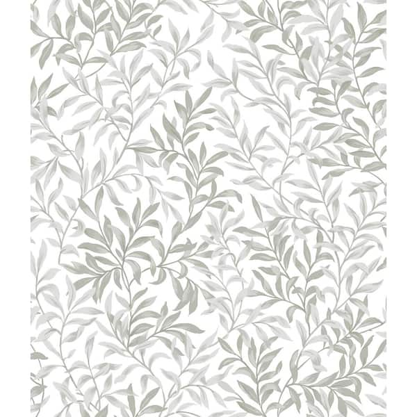 NuWallpaper Sea Salt Grey Terrace Vines Vinyl Matte Peel and Stick Wallpaper Sample