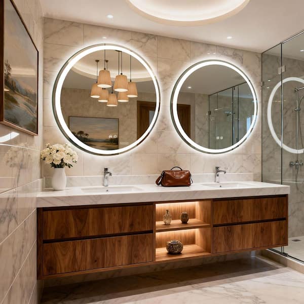 36 in. W x 36 in. H Round LED Frameless Wall Mounted Memory Function 3-Colors Dimmable Anti-Fog Bathroom Vanity Mirror