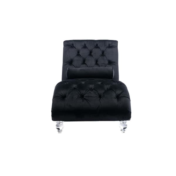 Tenleaf White Composite Outdoor Chaise Lounge with Black Velvet Cushions
