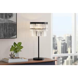 North Falls 26 in. Black Table Lamp with Crystal Shade