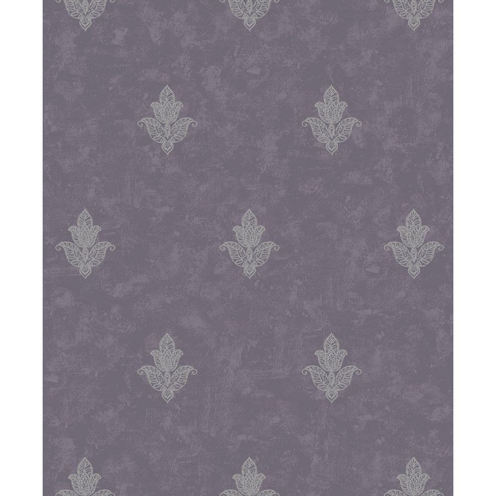 Emporium Collection Purple and Silver Mehndi Motif Embossed Metallic Finish