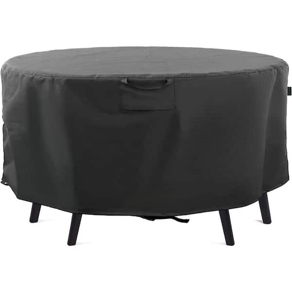Shatex Waterproof Patio Furniture Cover Outdoor 420D Anti-corrosion Silver-coated Round Table Cover 75 in. Dia x 28 in. H Black