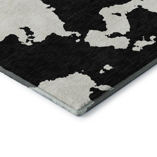 Mayfield Premium Machine Washable Abstract AMF975 Black 1 ft. 8 in. x 2 ft. 6 in. Area Rug
