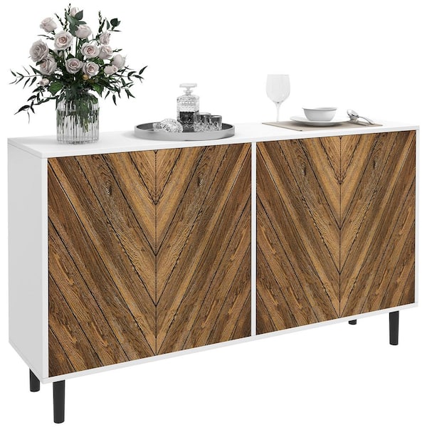 48 in. W x 15 in. D x 30 in. H Brown Linen Cabinet, Kitchen Sideboard Buffet Cabinet with Shelves, Coffee Bar Cabinet