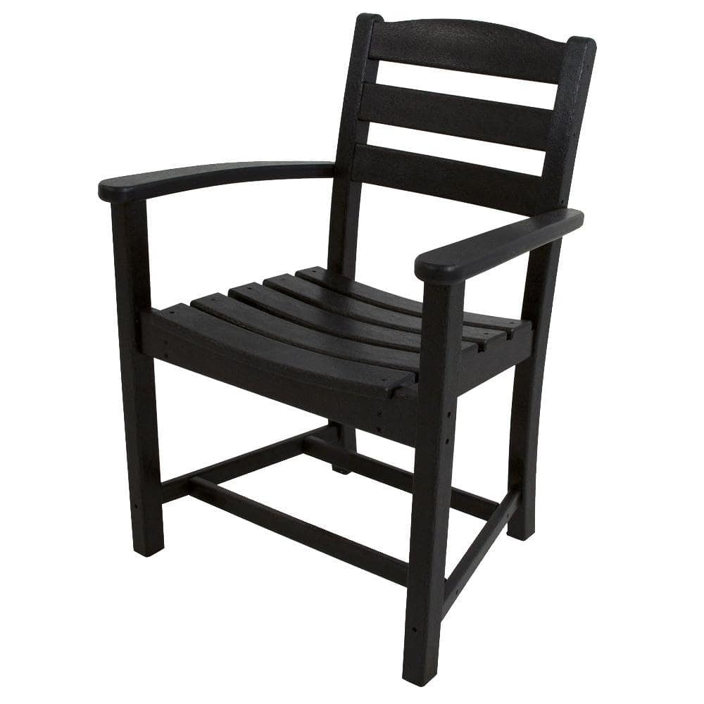 POLYWOOD La Casa Cafe Black All-Weather Plastic Outdoor Dining Arm Chair -  TD200BL