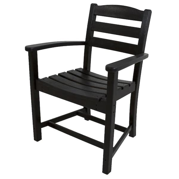 POLYWOOD La Casa Cafe Black All-Weather Plastic Outdoor Dining Arm Chair