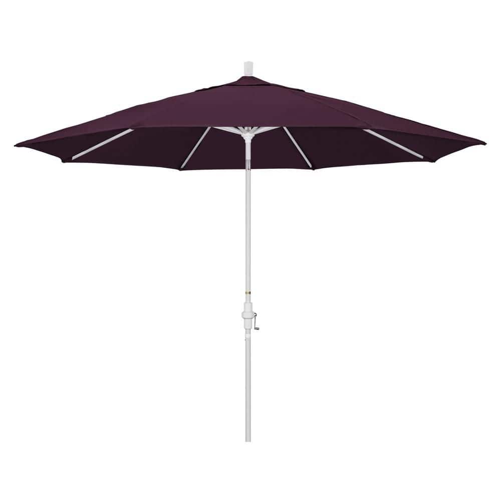 11 ft. Matted White Aluminum Market Patio Umbrella with Aluminum Ribs Collar Tilt Crank Lift in Purple Pacifica price history on PriceWatchPro