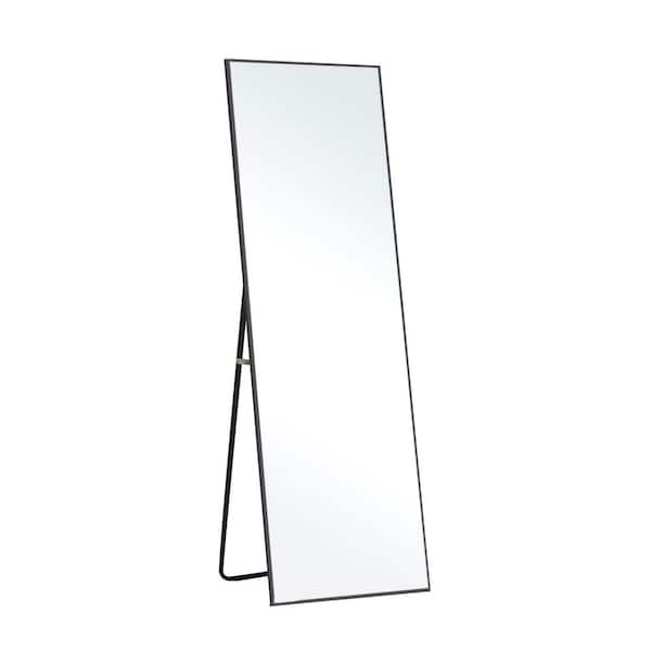 16 in. W x 55 in. H Modern Aluminum Alloy Framed Black FullLength Floor Mirror Standing Mirror