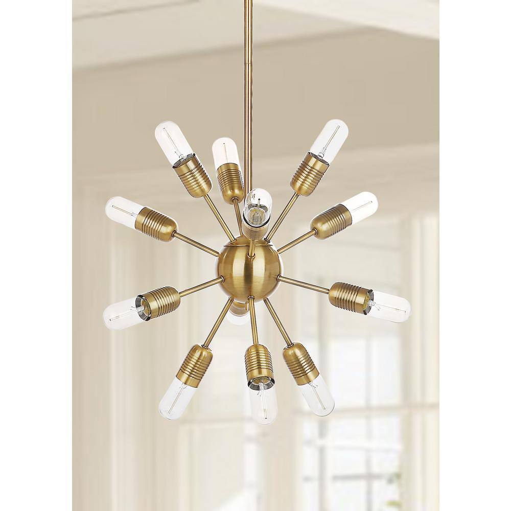 Gold Sputnik 12-Light Glass Chandelier