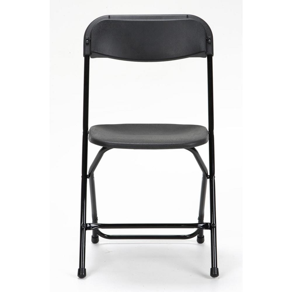 Black Heavy Duty Plastic Folding Chair with Steel Frame, 8 Pack