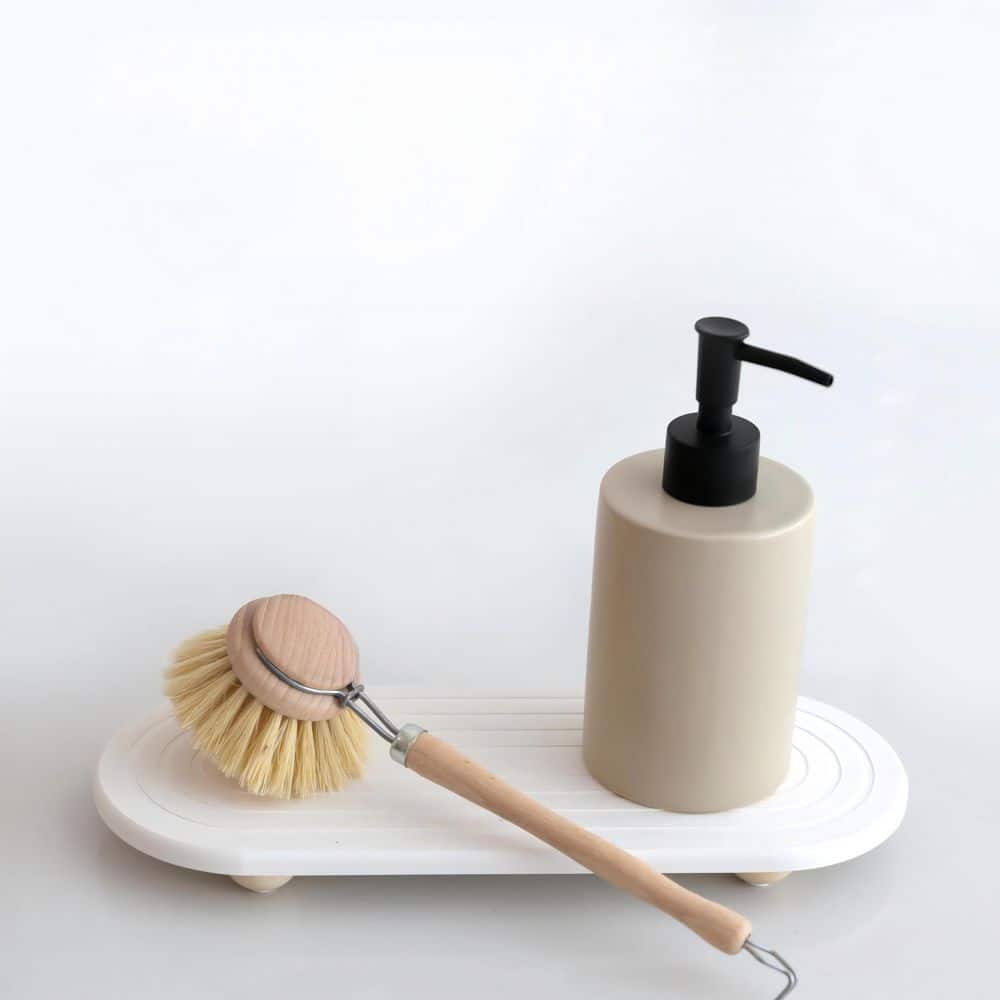 11.8 in. Instant Dry Sink Caddy Organizer with Wooden Feet, Water Absorbing Stone Tray for Kitchen, Bathroom, White price history on PriceWatchPro