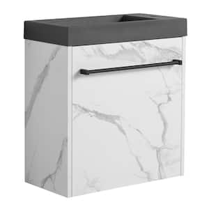 20 in. W x 10 in. D x 21 in. H Floating Wall-Mounted Bathroom Vanity in White+Black with Black Cultured Marble Sink