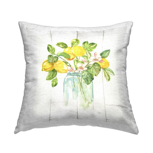 Lemon Tree Flowers Outdoor Printed Throw Pillow by Nan