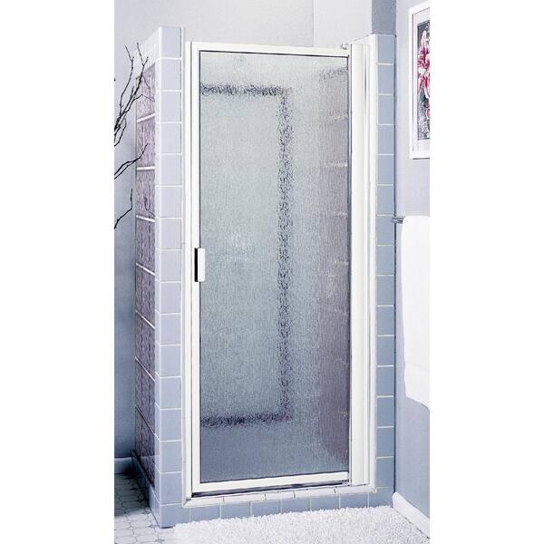 Contractors Wardrobe 32 1 8 In To 34 1 8 In X 63 1 2 In Framed Pivot Shower Door In Bright Clear With Rain Glass 61 3263bcrnx The Home Depot