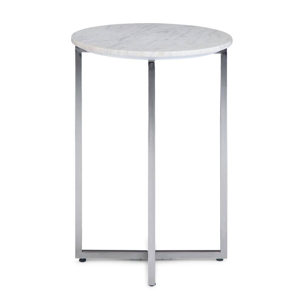 Marsden 18'' White Marble and Chrome Metal Side Table