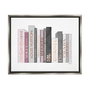 Fashion Designer Bookstack Pink Watercolor by Amanda Greenwood Floater Frame Culture Wall Art Print 17 in. x 21 in.