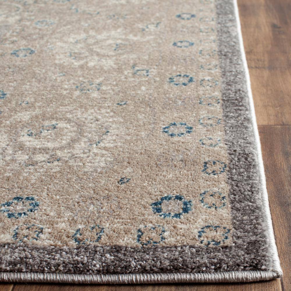 Gray Floral Motif Synthetic Rectangular Area Rug
