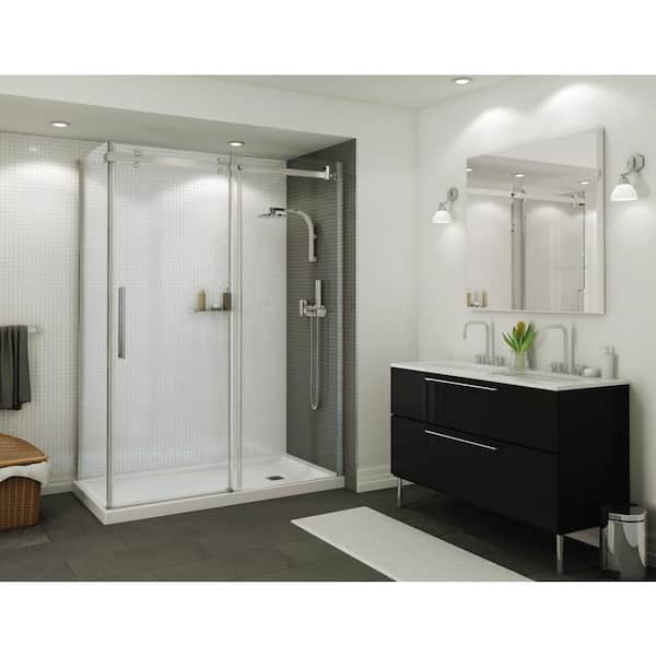 MAAX Halo 34 in. x 60 in. x 79 in. Frameless Corner Sliding Shower Enclosure in Chrome