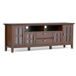 Artisan Solid Wood 72 in. Wide Transitional TV Media Stand in Russet Brown for TVs up to 80 in.