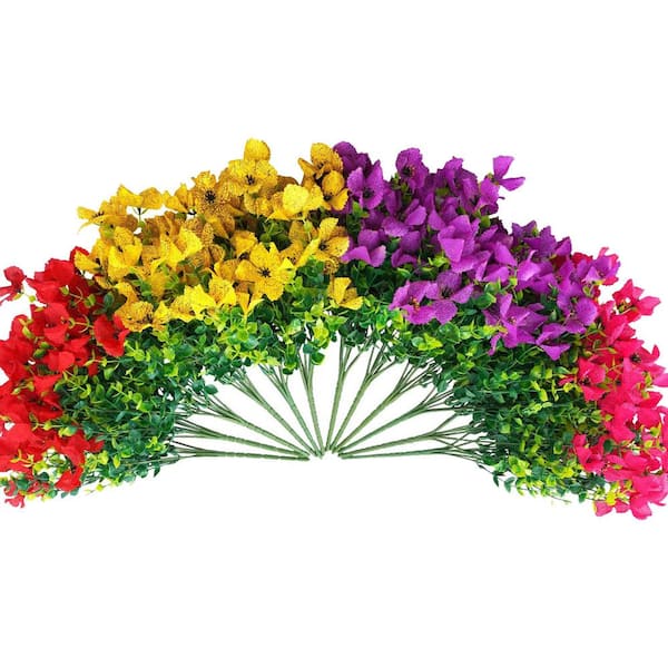 Afoxsos 15.70 in. Colorful Outdoor Artificial Daisy Eucalyptus Silk Flower Bundles