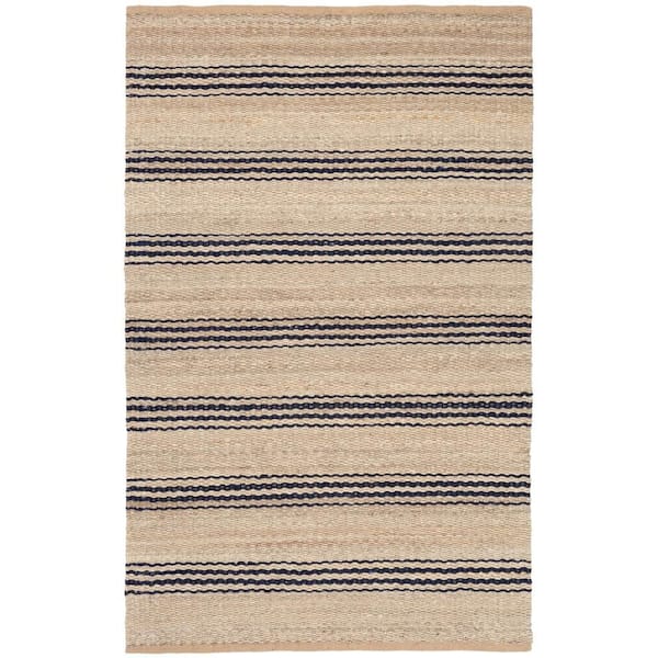 Jute Ticking Handwoven Indigo 6 ft. x 9 ft. Indoor Area Rug