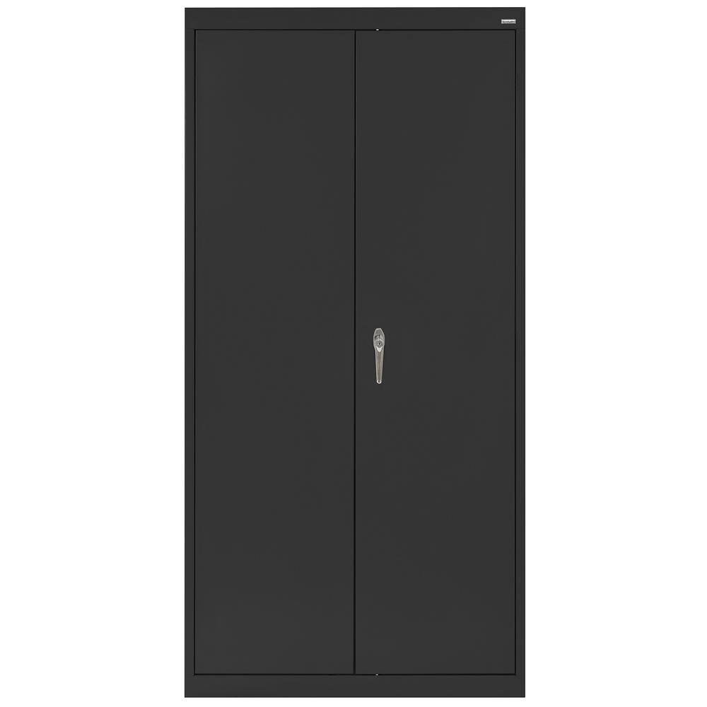 Black Freestanding Lockable Office Cabinet with Adjustable Shelving
