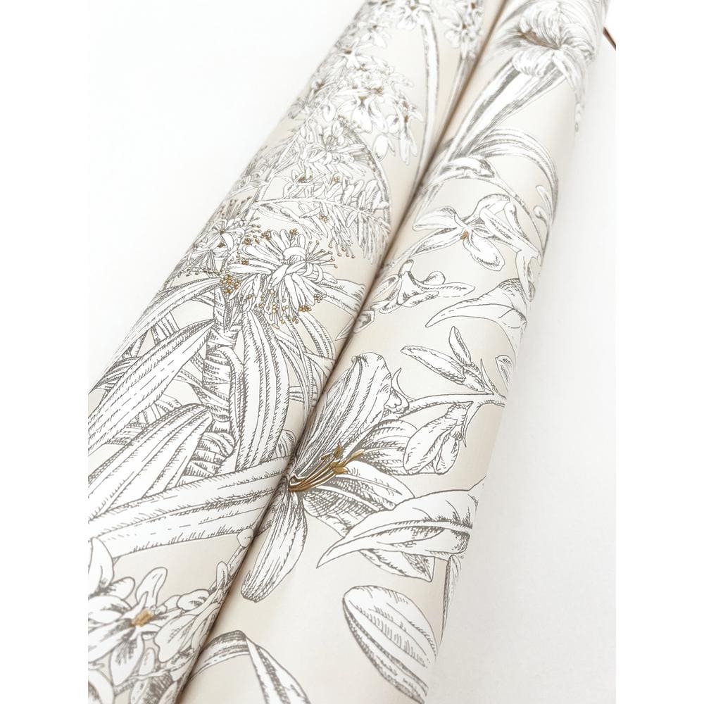 Beige and Taupe Floral Conservatory Toile Wallpaper