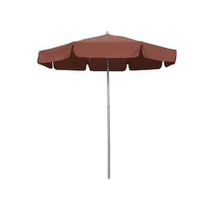 7.5 ft. Aluminum Market Patio Umbrella Fiberglass Ribs and Push-Button Tilt with Valance in Brick Polyester
