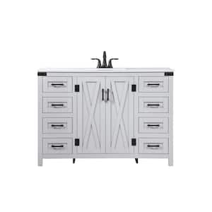 Simply Living 48 in. W x 19 in. D x 34 in. H Bath Vanity in Grey with Ivory White Engineered Marble Top