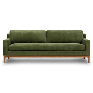 Zyon 90 in. Square Arm Fabric Straight Sofa in Green Distressed Velvet