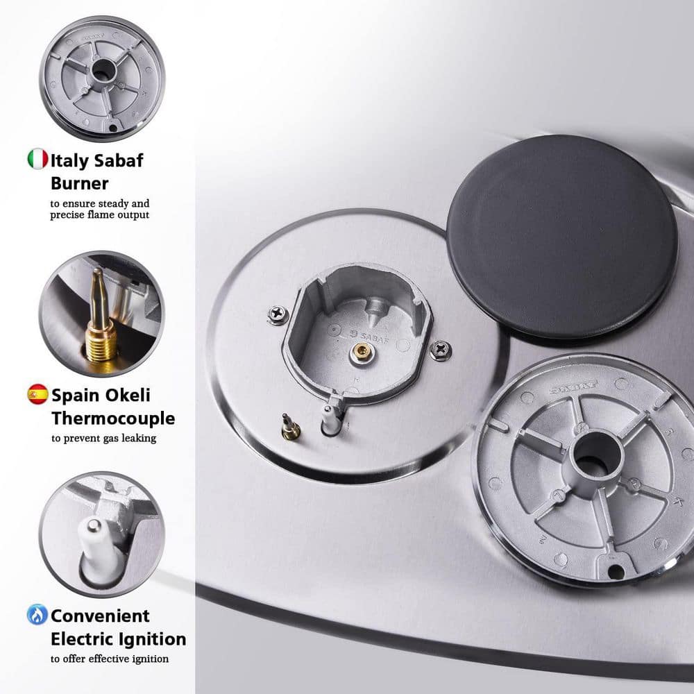 30-Inch Stainless Steel Gas Cooktop with 5 Burners