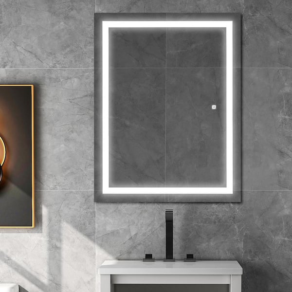 28 in. W x 36 in. H Rectangular Frameless LED Lighted Wall Bathroom ...