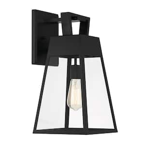 Cooper 18 in. Matte Black 1-Light Outdoor Line Voltage Wall Sconce with No Bulb Included