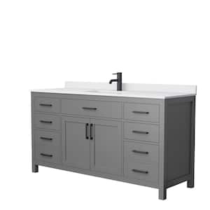 Beckett 66 in. W x 22 in. D x 35 in. H Single Sink Bathroom Vanity in Dark Gray with White Cultured Marble Top