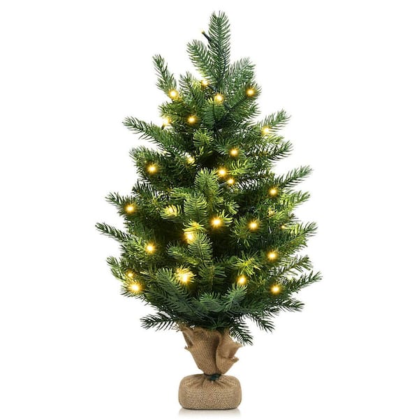 ANGELES HOME 2 ft. PreLit Fir Table Top Artificial Christmas Tree