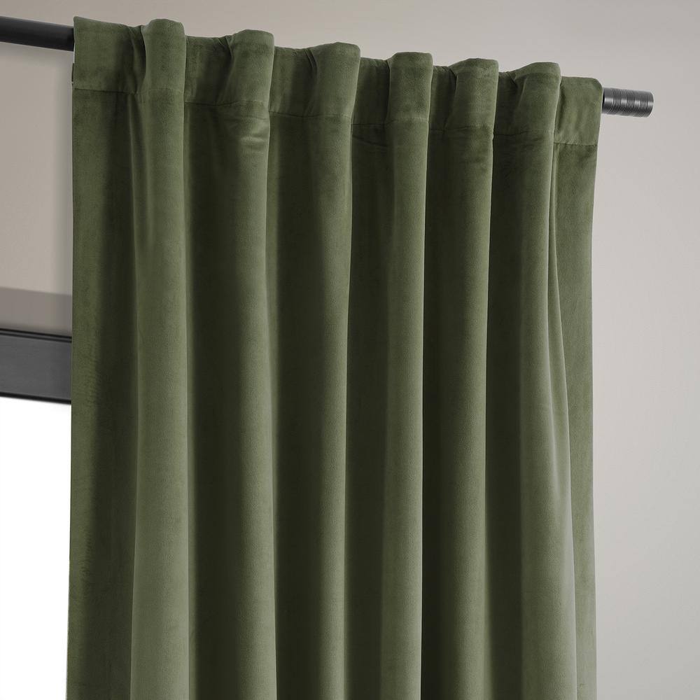 Hunter Green Velvet Blackout Curtain Panel 50W x 120L