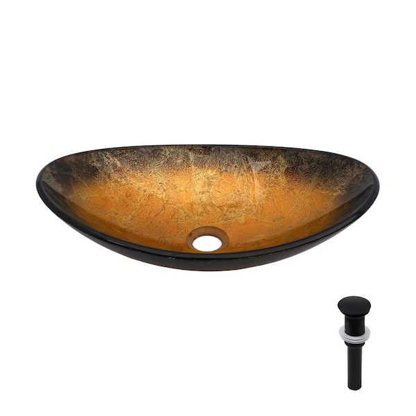 Tatahance 21.5 in. Boat Shape Vessel Bathroom Sink in Gold  display picture 1
