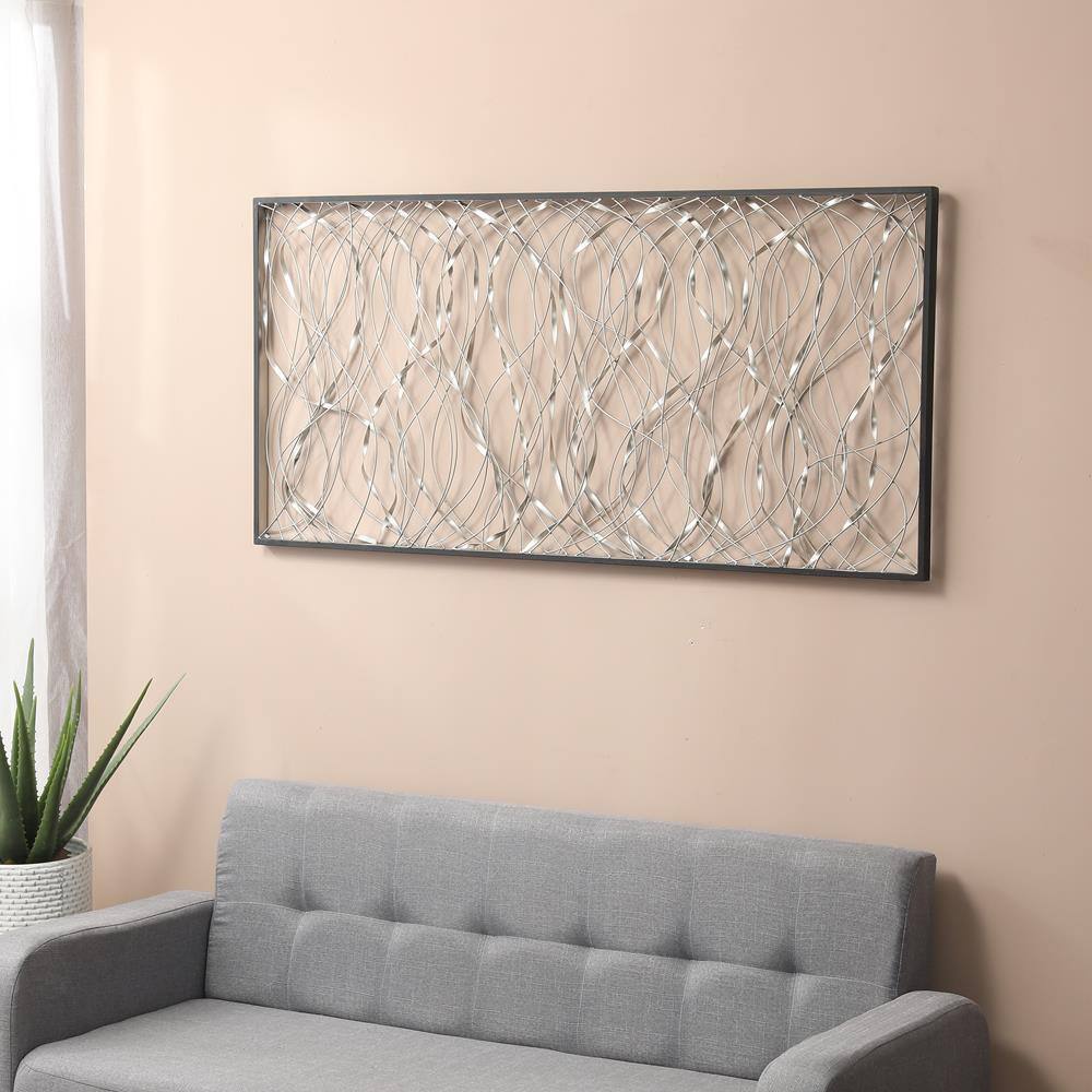 Large Silver and Black Metal Infinity Wall Sculpture