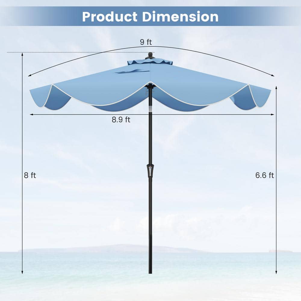 Navy 9 ft Patio Umbrella with Crank Handle and Tilt