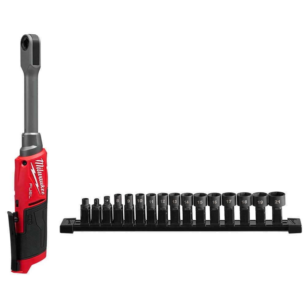 Milwaukee M12 FUEL INSIDER 12V Lithium-Ion Brushless Cordless 1/4 in. - 3/8  in. Extended Reach Box Ratchet (Tool-Only) 3050-20 - The Home Depot