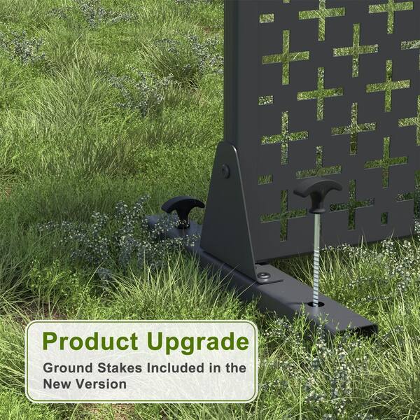 Lirago 72 in. H x 47 in. W Outdoor Metal Privacy Screen Garden Fence Symbol Pattern Wall Applique in Black