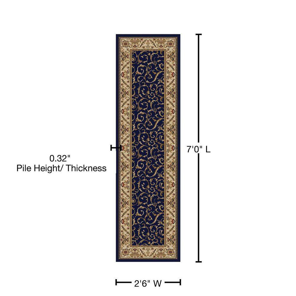 Como Navy Blue Easy-Care Synthetic Runner Rug 2' x 8'