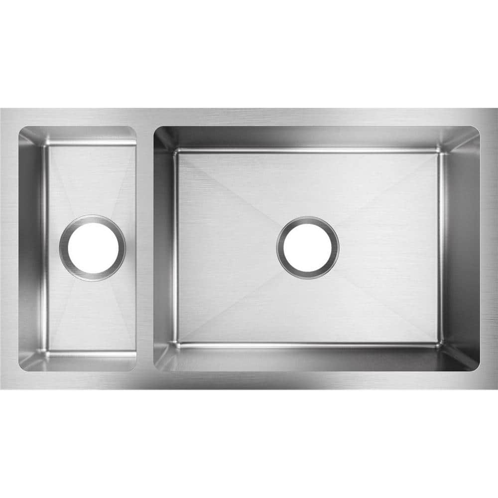 Elkay Crosstown Undermount Stainless Steel 33 in. Double Bowl Kitchen Sink, Silver -  EFRU321910T