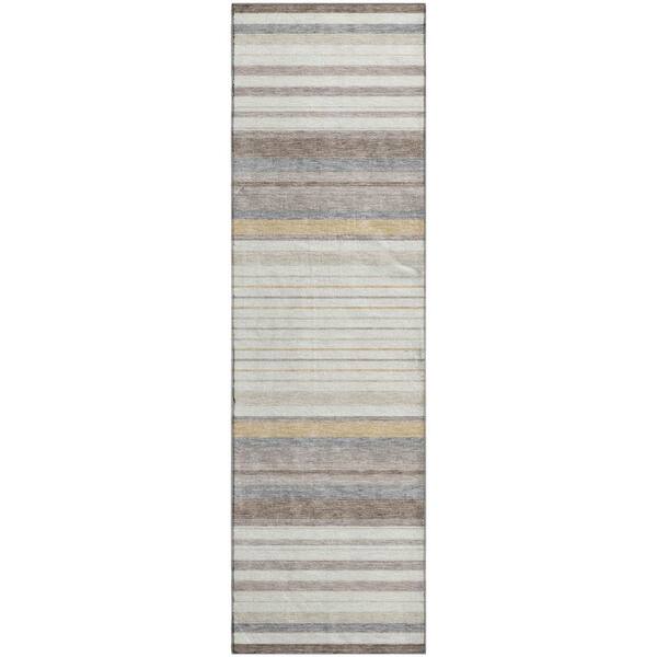 Mayfield Premium Machine Washable Abstract AMF2330 Ivory 2 ft. x 7 ft. Runner Rug
