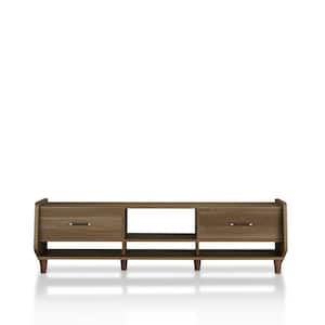 Penelope 71 in. Honey Walnut Wood TV Stand with 2-Drawer Fits TVs Up to 80 in. with Cable Management