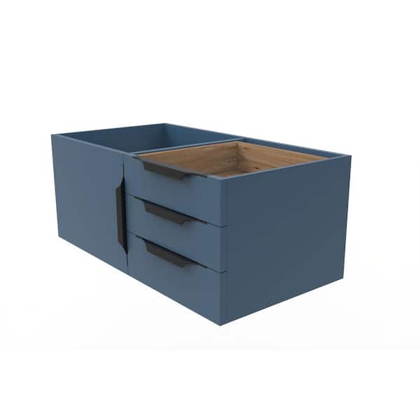 Alpine 35 in. W x 18.75 in. D x 14.25 in. H Bath Vanity Cabinet without Top in Matte Blue with Black Trim